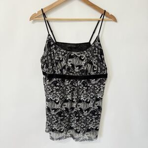 The Limited Y2K Babydoll Cami Tank Top‎ Size Large Black Floral Mesh Whimsigoth